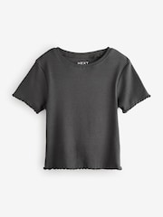 Charcoal Grey Ribbed T-Shirt (3-16yrs) - Image 5 of 8