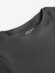 Charcoal Grey Ribbed T-Shirt (3-16yrs) - Image 7 of 8