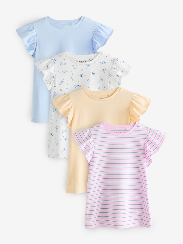 Pink/Blue/White/Yellow T-Shirts 4 Pack (3-16yrs) - Image 1 of 11