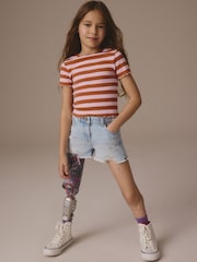 Pink/Orange Ribbed T-Shirt (3-16yrs) - Image 3 of 10