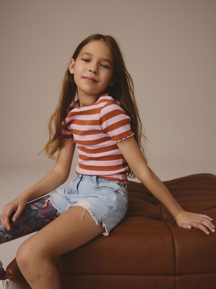 Pink/Orange Ribbed T-Shirt (3-16yrs) - Image 4 of 10