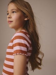 Pink/Orange Ribbed T-Shirt (3-16yrs) - Image 5 of 10