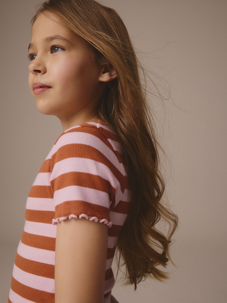 Pink/Orange Ribbed T-Shirt (3-16yrs) - Image 5 of 10