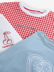 Red/Blue/White Ruche Side Embroidered 100% Cotton T-Shirts 3 Pack (3-16yrs) - Image 10 of 10
