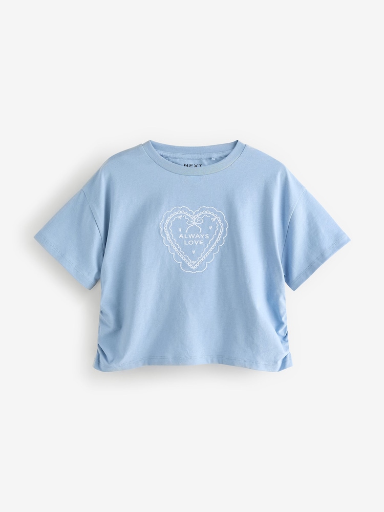 Red/Blue/White Ruche Side Embroidered 100% Cotton T-Shirts 3 Pack (3-16yrs) - Image 7 of 10