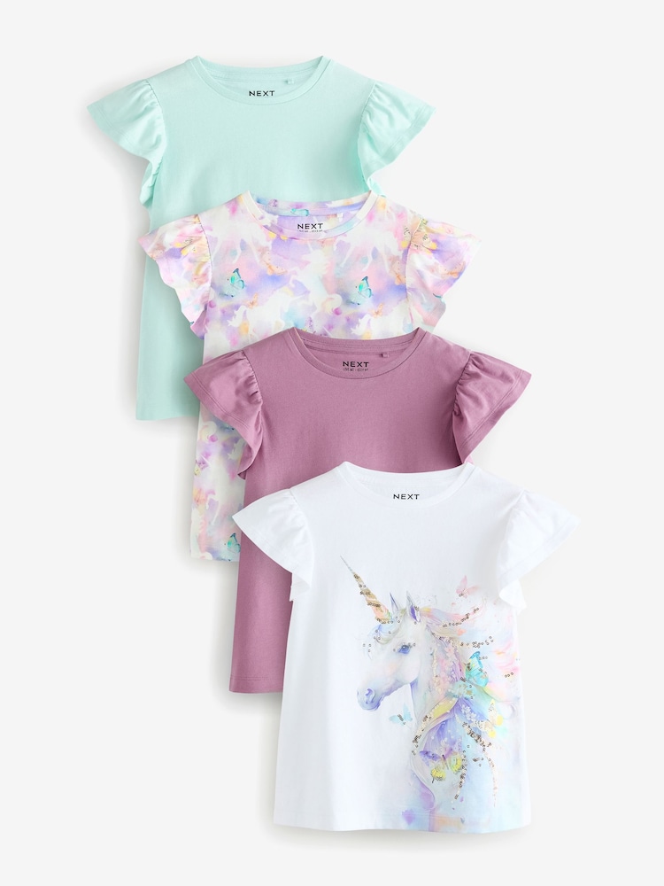 Violett/Petrol - Sequin Unicorn T-Shirts 4 Pack (3-16yrs) - Bild 1 von 12 Violett/Petrol - Sequin Unicorn T-Shirts 4 Pack (3-16yrs) - Bild 1 von 12
