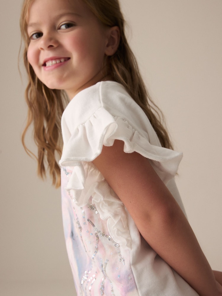 Purple/Teal Sequin Unicorn T-Shirts 4 Pack (3-16yrs) - Image 5 of 12