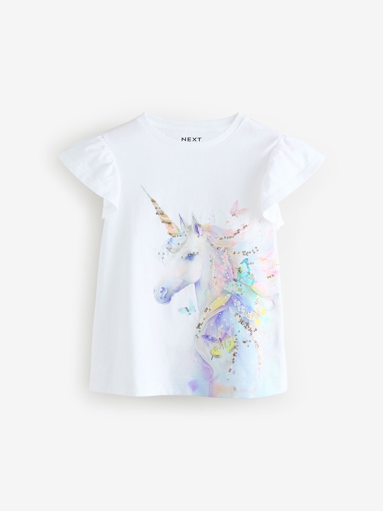 Purple/Teal Sequin Unicorn T-Shirts 4 Pack (3-16yrs) - Image 6 of 12