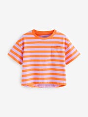 Blue/Orange/Ecru Boxy Stripe T-Shirts 3 Pack (3-16yrs) - Image 2 of 7