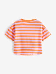 Blue/Orange/Ecru Boxy Stripe T-Shirts 3 Pack (3-16yrs) - Image 3 of 7
