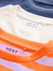 Blue/Orange/Ecru Boxy Stripe T-Shirts 3 Pack (3-16yrs) - Image 6 of 7