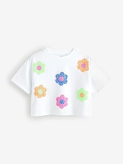 Več svetlih odtenkov - 100% bombažne bleščice; z bleščicami Flowers Boxy majica 4 Pack (3-16yrs) - Slika 5 iz 11