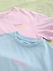 Pink/Blue/Green Washed Oversized Graphic T-Shirts 3 Pack (3-16yrs) - Image 5 of 6