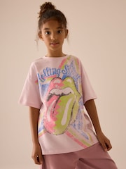 Pink - Oversized Rolling Stones Band License T-Shirt (3-16yrs) - Image 1 of 7
