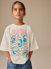 White Doraemon License Graphic 100% Cotton T-Shirt (3-16yrs) - Image 1 of 8