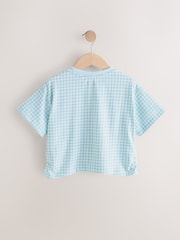 Blue Gingham Cinnamoroll Ruche Side 100% Cotton T-Shirt (3-16yrs) - Image 6 of 8