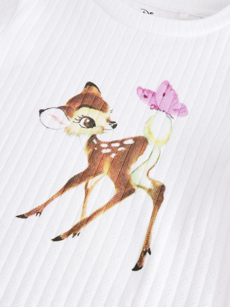 Ecru Pointelle Bambi License 100% Cotton T-Shirt (3-16yrs) - Image 6 of 6