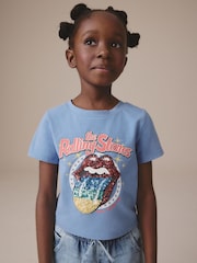 Blue Sequin Rolling Stones Band Boxy T-Shirt (3-16yrs) - Image 1 of 7