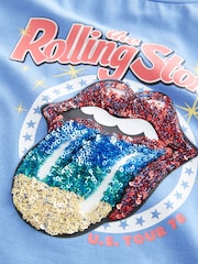 Blue Sequin Rolling Stones Band Boxy T-Shirt (3-16yrs) - Image 6 of 7
