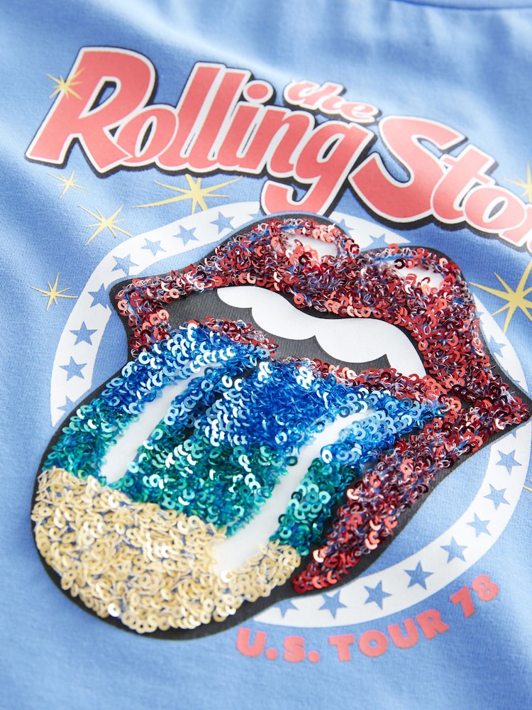 Blue Sequin Rolling Stones Band Boxy T-Shirt (3-16yrs) - Image 6 of 7