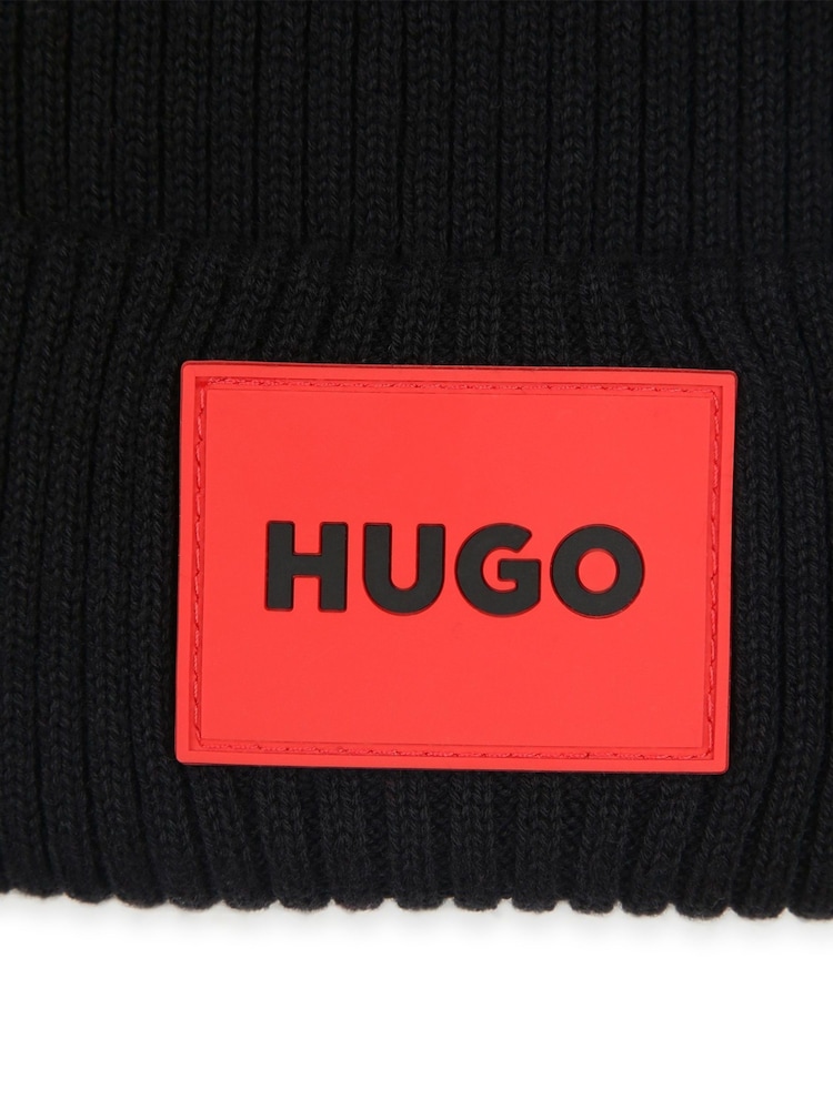 HUGO Black Logo Pull-On Beanie 100% Cotton Hat - Image 5 of 5 HUGO Black Logo Pull-On Beanie 100% Cotton Hat - Image 5 of 5