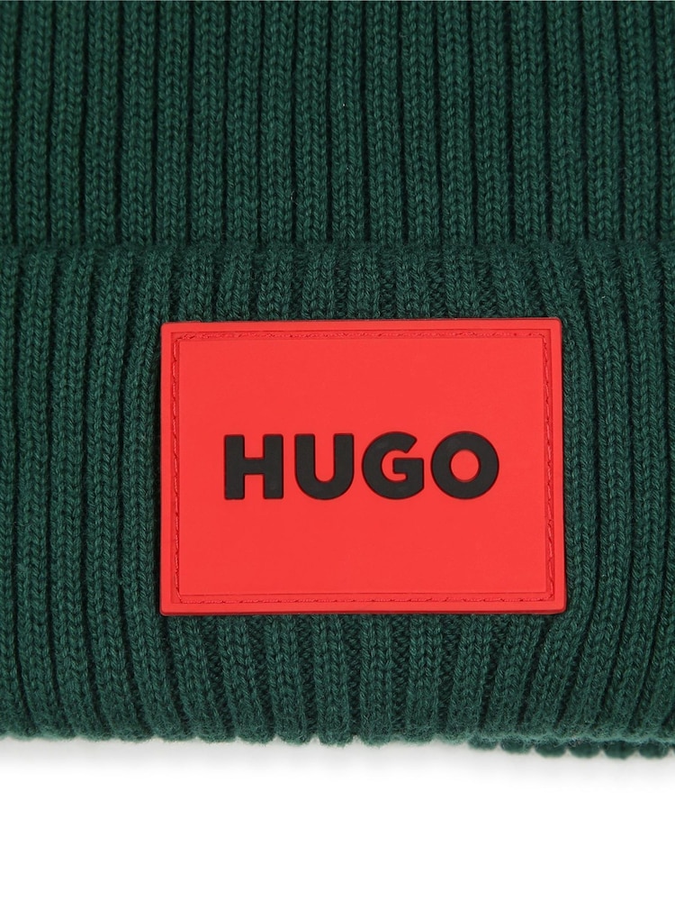 HUGO Green Logo Pull-On Beanie 100% Cotton Hat - Image 4 of 4 HUGO Green Logo Pull-On Beanie 100% Cotton Hat - Image 4 of 4