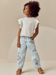 Ecru Cornelli Frill Sleeve 100% Cotton T-Shirt (3-16yrs) - Image 2 of 7