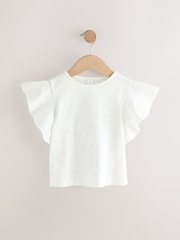 Ecru Cornelli Frill Sleeve 100% Cotton T-Shirt (3-16yrs) - Image 4 of 7