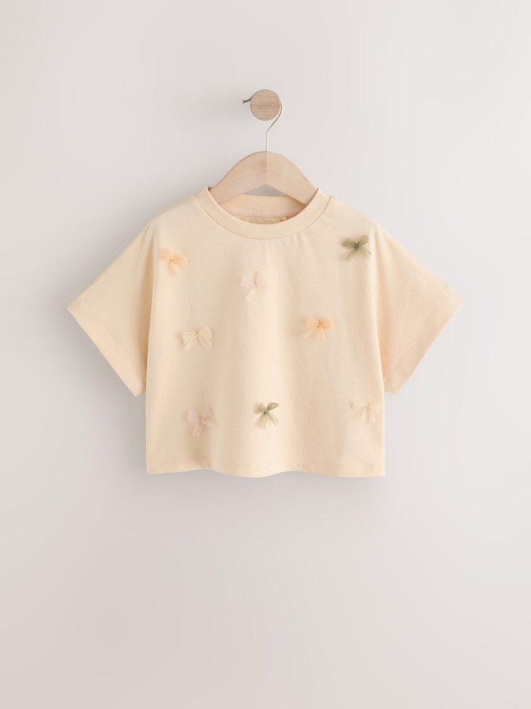 Ecru Boxy Bows T-Shirt (3-16yrs) - Image 4 of 8