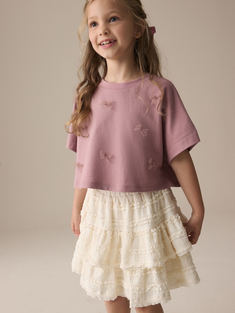 Morado lila - Boxy Bows T-Shirt (3-16yrs) - Imagen 1 de 8 Morado lila - Boxy Bows T-Shirt (3-16yrs) - Imagen 1 de 8