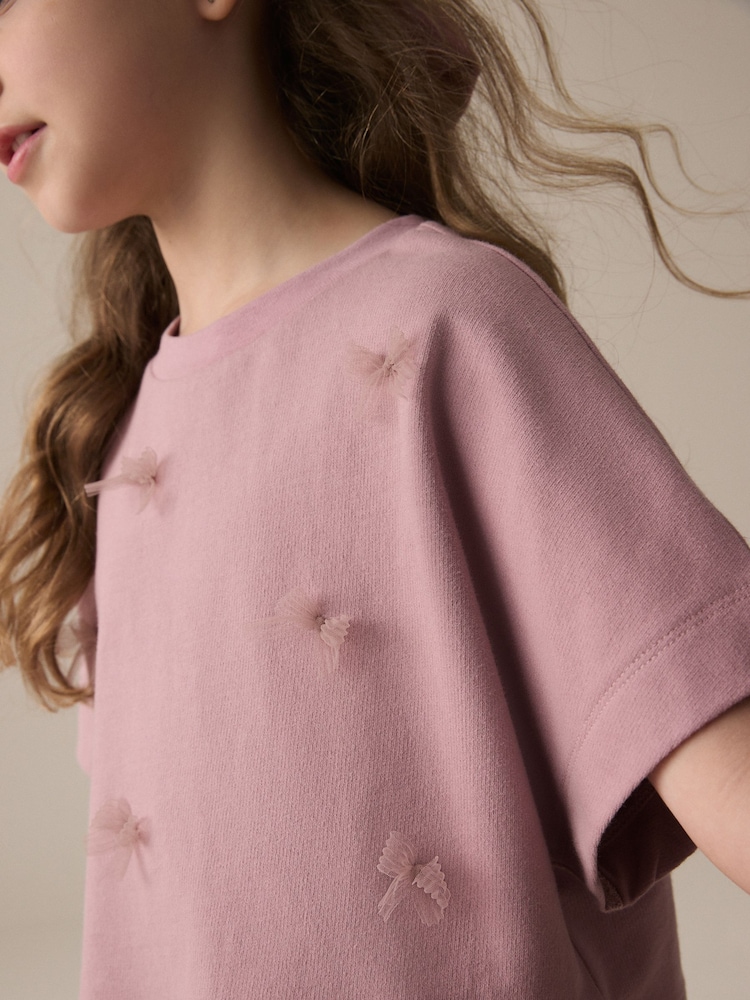 Lilac Purple Boxy Bows T-Shirt (3-16yrs) - Image 4 of 8