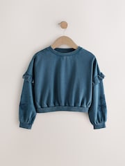 Denim 100% Cotton Embroidered Boxy Long Sleeve Sweatshirt (3-16yrs) - Image 5 of 8