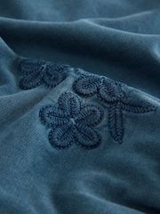 Denim 100% Cotton Embroidered Boxy Long Sleeve Sweatshirt (3-16yrs) - Image 7 of 8
