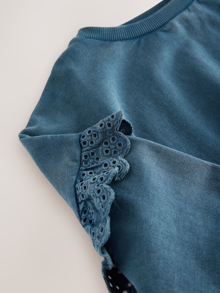 Denim 100% Cotton Embroidered Boxy Long Sleeve Sweatshirt (3-16yrs) - Image 8 of 8
