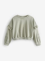 Khaki Green 100% Cotton Embroidered Boxy Long Sleeve Sweatshirt (3-16yrs) - Image 3 of 6