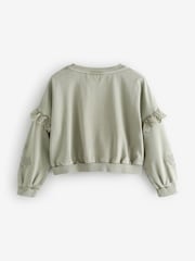 Khaki Green 100% Cotton Embroidered Boxy Long Sleeve Sweatshirt (3-16yrs) - Image 4 of 6