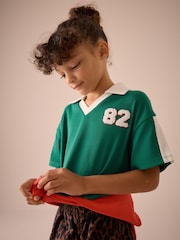 Green Boxy Varsity T-Shirt (3-16yrs) - Image 1 of 8