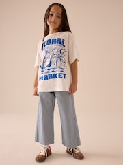 White/Blue Floral Garden Oversized Graphic T-Shirt (3-16yrs) - Image 2 of 7