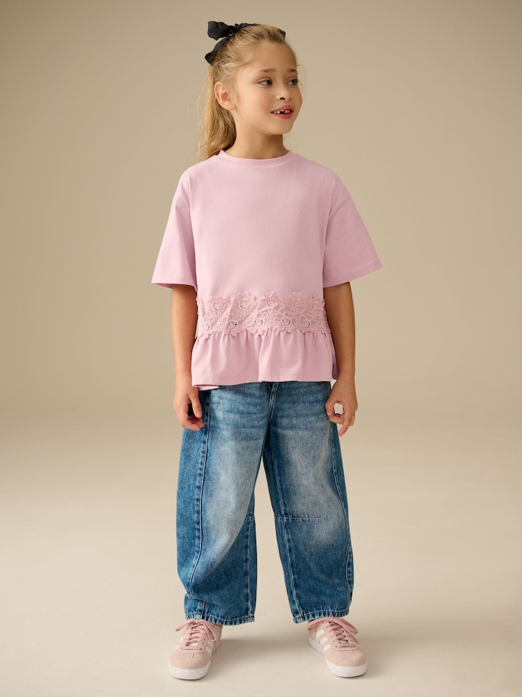 Pink Lace Frill Hem T-Shirt (3-16yrs) - Image 2 of 8