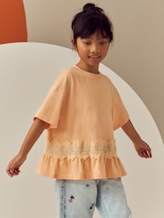 Orange Lace Frill Hem T-Shirt (3-16yrs) - Image 1 of 8