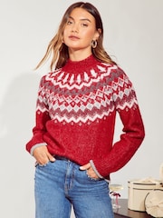 Friends Like These Red Sparkle Fairisle Jumper - Image 1 of 4
