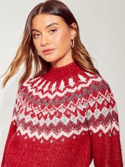 Friends Like These Red Sparkle Fairisle Jumper - Image 2 of 4