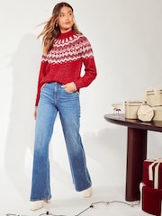Friends Like These Red Sparkle Fairisle Jumper - Image 3 of 4