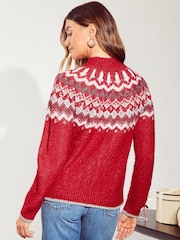 Friends Like These Red Sparkle Fairisle Jumper - Image 4 of 4