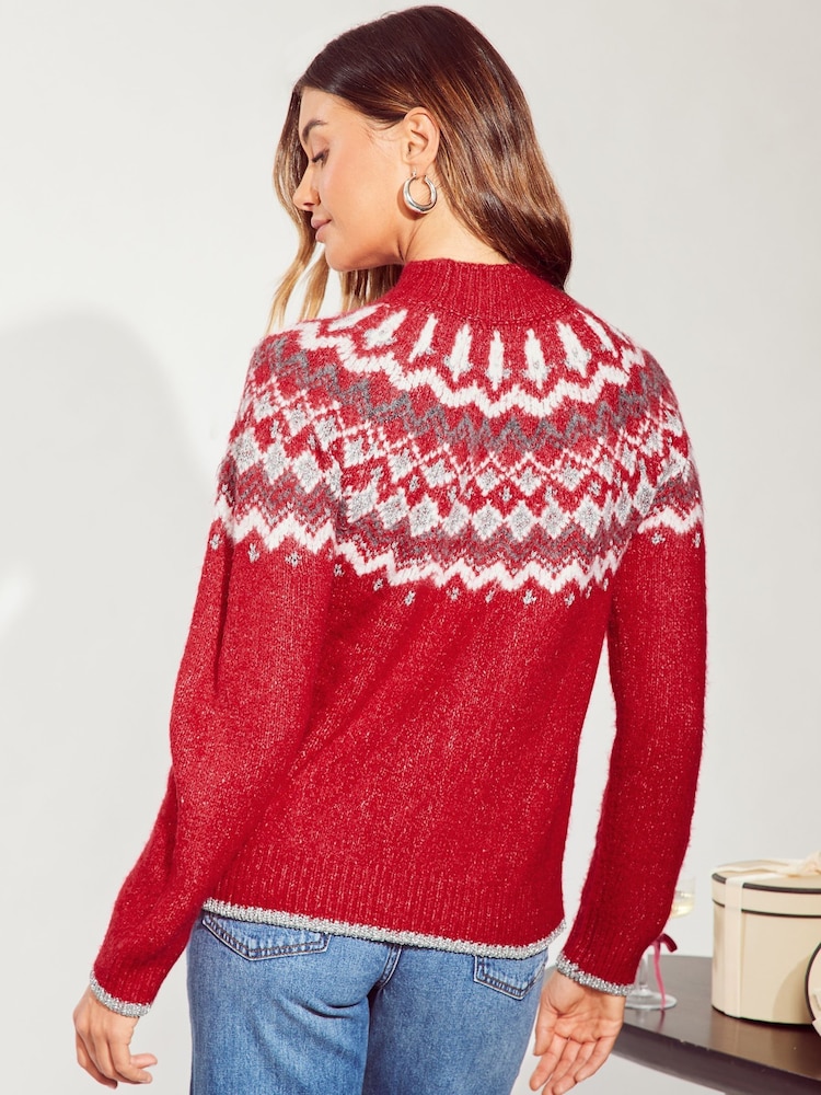 Friends Like These Red Sparkle Fairisle Jumper - Image 4 of 4