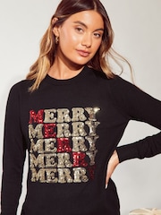 Friends Like These Black Merry Christmas Christmas Jumper. - Image 1 of 4