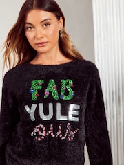 Friends Like These Black Fabyuleous Christmas Jumper. - Image 2 of 4