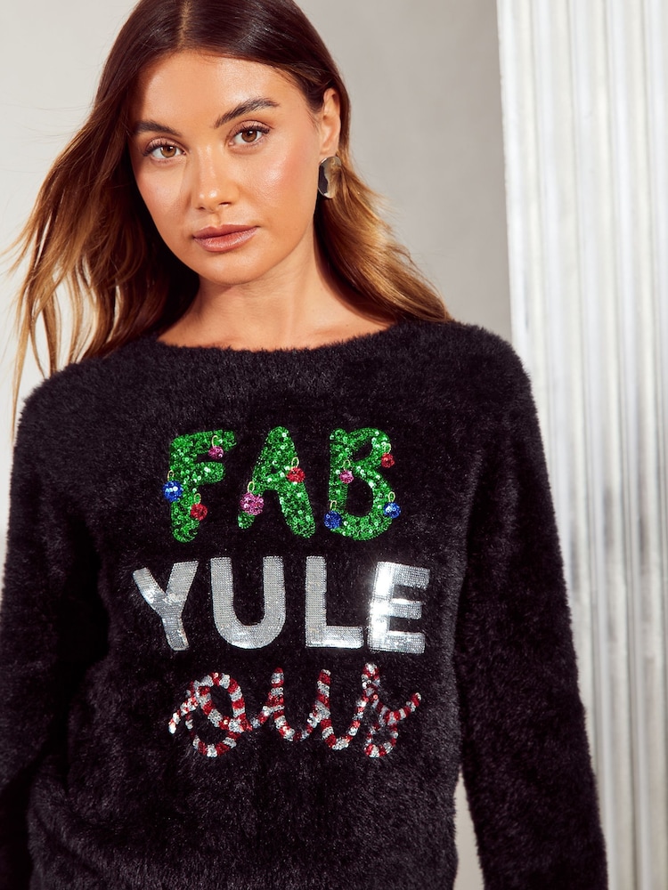 Friends Like These Black Fabyuleous Christmas Jumper. - Image 2 of 4