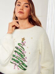 Friends Like These Cream Christmas Tree Jumper - Image 2 of 4