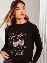 Friends Like These Black Gingle Bell Christmas Jumper. - Image 1 of 4